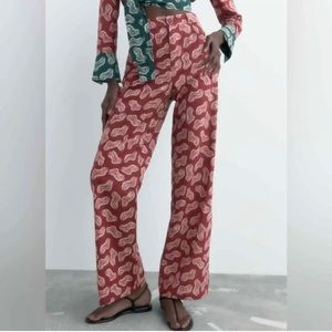 Zara Printed Long pants color terracotta